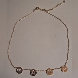 Oak & Ivy Boutique Gold Tone & Rhinestone MAMA Necklace 16-18.5" NWOT